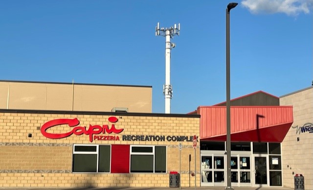 Exterior sign of the Capri Pizzeria Recreation Complex in South Windsor.
